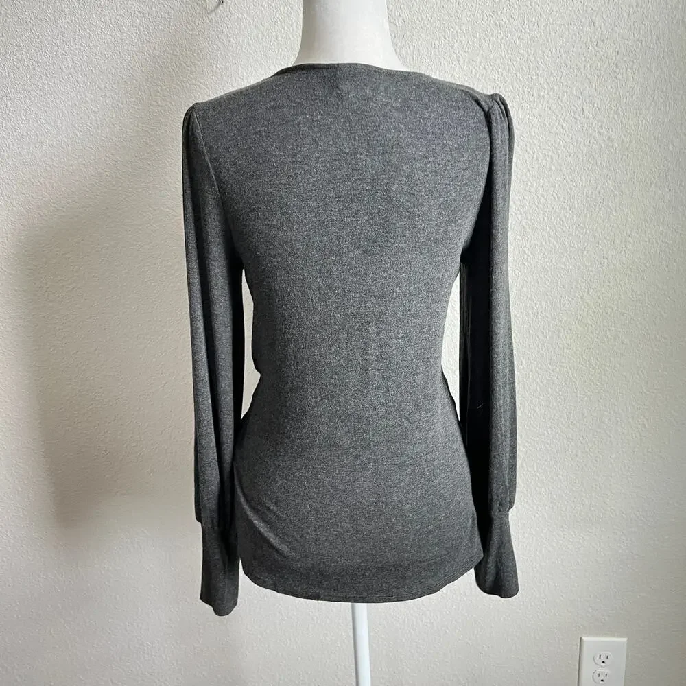 New Bobeau Gray Long Sleeve Sweater Women's S Stretch Pullover Comfortable